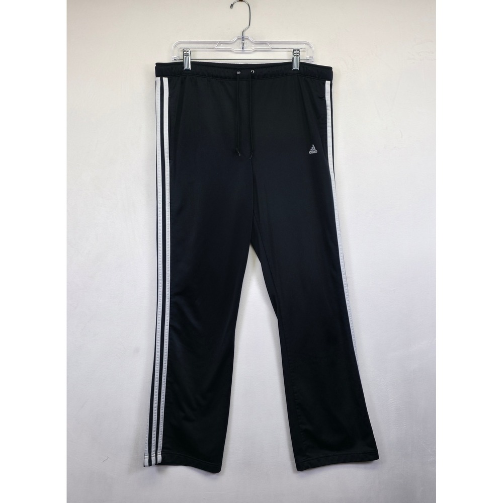 Adidas Track Pants‎ Mens L Black White 3 Stripes Athleisure Performance Running